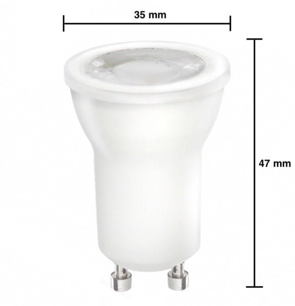 LED GU10 - Ø35mm - 2W remplace 20W - 3000K lumière blanche chaude