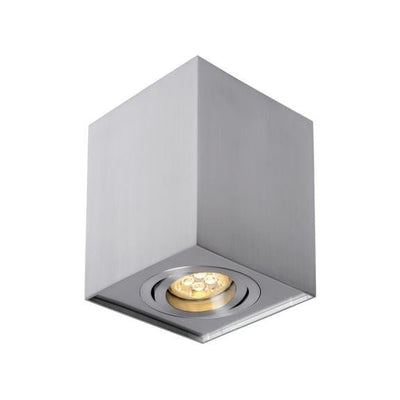 Spot LED de plafond carré Spectrum avec douille GU10, aluminium argenté, design inclinable pour un éclairage flexible, IP20