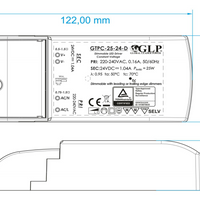 GLP LED voeding 12V 25W 2.08A dimbare driver voor 12V LED verlichting, IP20, CE RoHS gecertificeerd