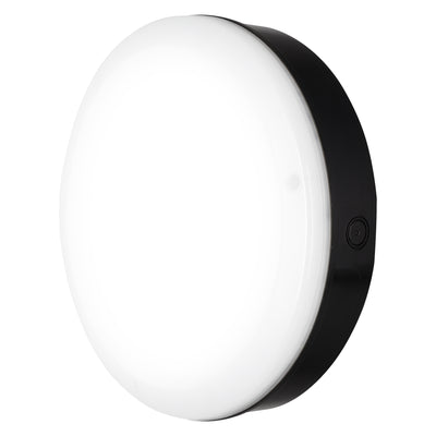 LED Wandlamp Bulkhead met Sensor, 10W 800 lumen, 3000K Warm Wit, IP65 IK10, Zwart Ø250MM