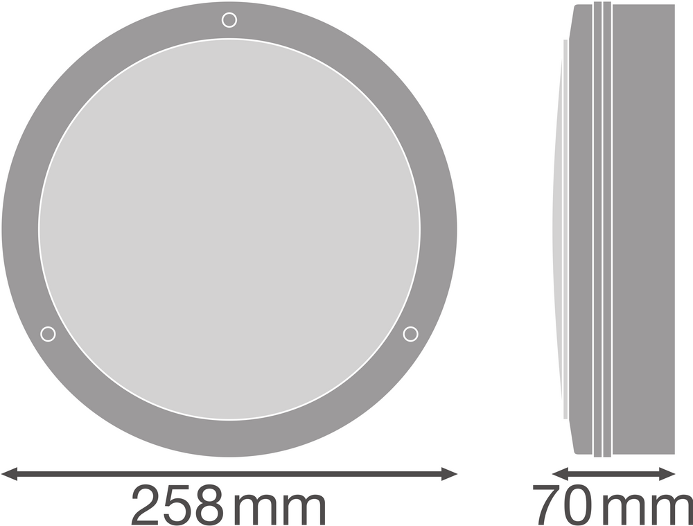 Applique murale LED hublot avec détecteur, 10W 800 lumens, 3000K blanc chaud, IP65 IK10, Noir Ø250MM