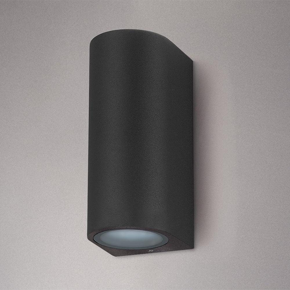 Applique murale extérieure LED Spectrum Haut et Bas Noir IP54 boîtier en aluminium GU10