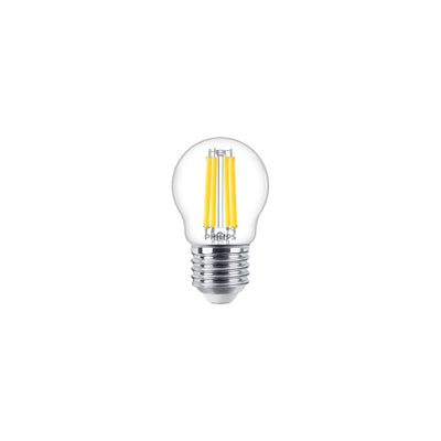 Ampoule Philips LED P45 Claire E27 3.4W Équivalent 40W 2700K Blanc Chaud 470 lumens CRI 90 Gradable