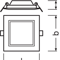 Ledvance Downlight Slim Vierkant 6W 3000K Warm Wit Inbouw Plafond LED IP20 420 lumen Witte Afwerking
