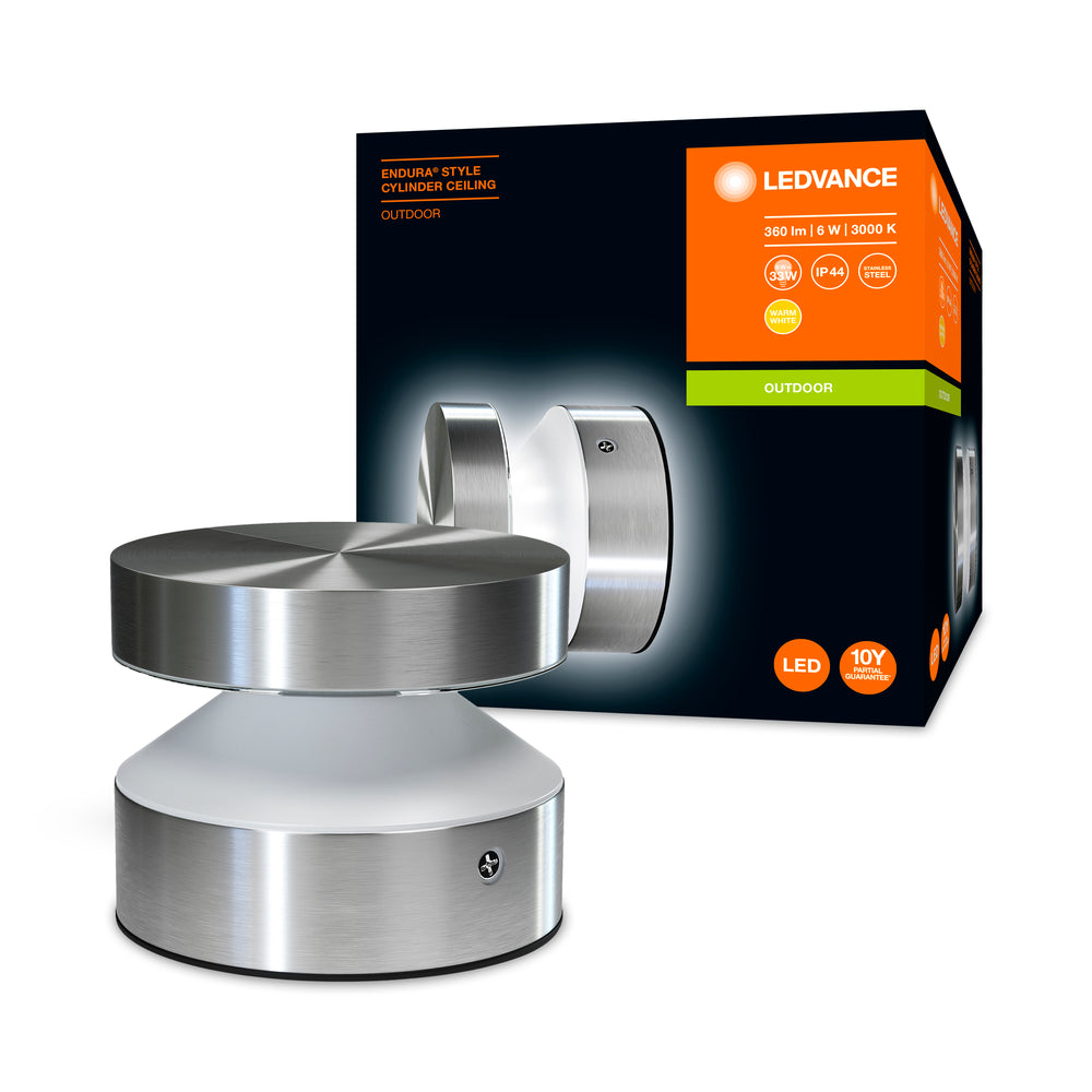 Ledvance ENDURA Style Cylinder Buiten LED Plafondlamp 6W 3000K IP44 Roestvrijstaal