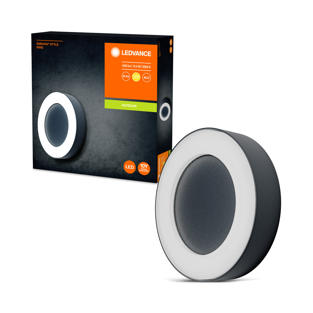 Applique et plafonnier LED Ledvance ENDURA Style Ring 13.5W 3000K 480 lumens Gris Foncé IP44 IK07