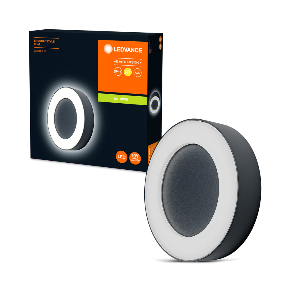Applique et plafonnier LED Ledvance ENDURA Style Ring 13.5W 3000K 480 lumens Gris Foncé IP44 IK07