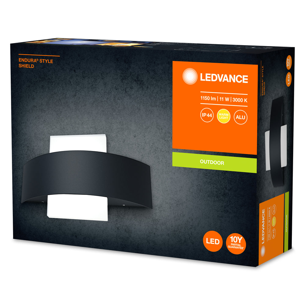 Ledvance ENDURA Style Shield Square LED Wandlamp 11W 3000K Donkergrijs IP44 IK05 Outdoor Opbouw
