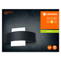Ledvance ENDURA Style Shield Square LED Wandlamp 11W 3000K Donkergrijs IP44 IK05 Outdoor Opbouw