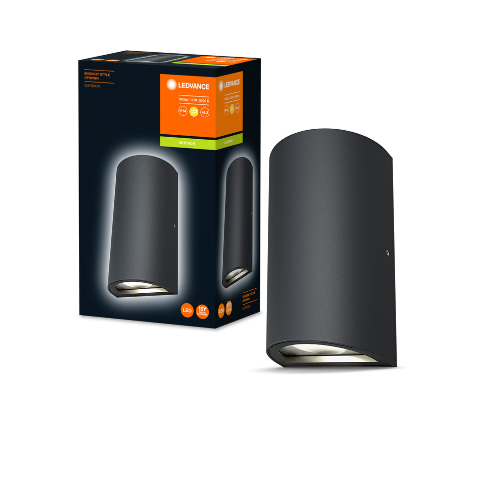Ledvance ENDURA Style UpDown Buiten LED Wandlamp 12W 3000K 700 lumen IP44 Donkergrijs Gegoten Aluminium