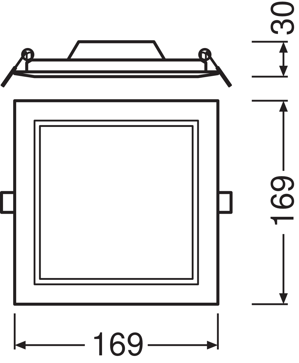 Ledvance LED Downlight Slim Vierkant 12W 3000K Warm Wit Inbouw Plafond IP20 1020 lumen Wit