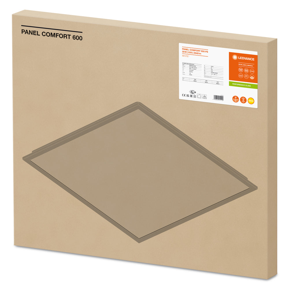 Ledvance LED Paneel Comfort 28W 4000K Aluminium Wit, slanke plafondverlichting voor kantoren en woningen