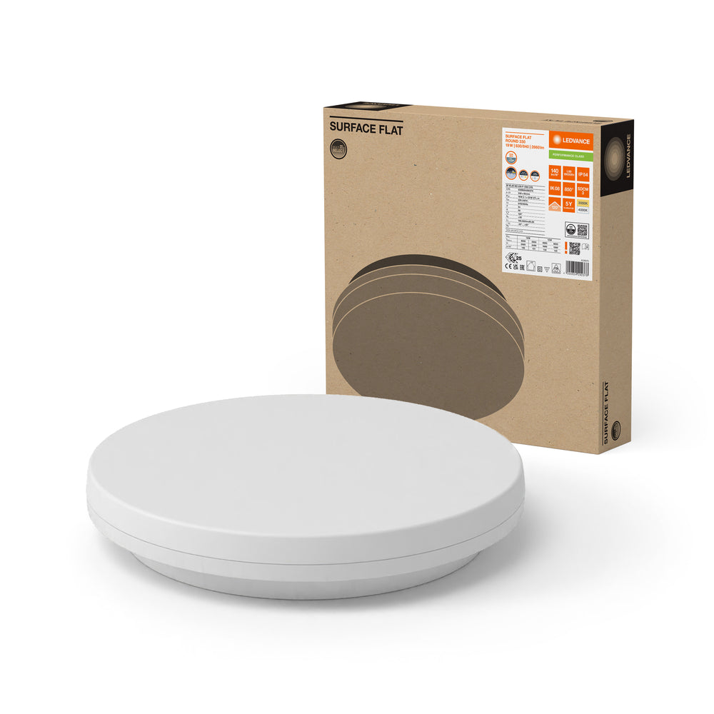Ledvance LED opbouw vlak rond plafond wandlamp 19W 2660 lumen 3000K 4000K IP54 IK08 Wit