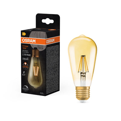 Ledvance Vintage 1906 Ampoule LED Edison E27 6.5W 2400K 725 lumens Variable Verre Doré