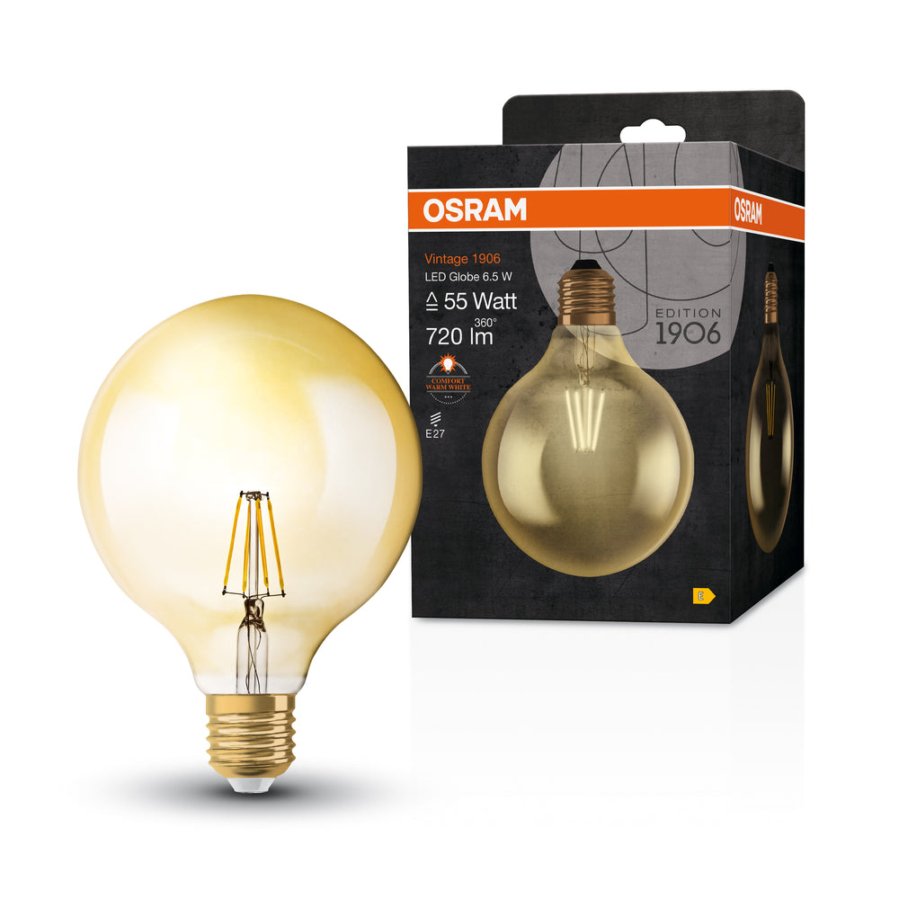 Ledvance Vintage 1906 LED Globe 6.5W E27 2400K Ampoule en verre doré 720 lumens 220-240V IP20 124mm