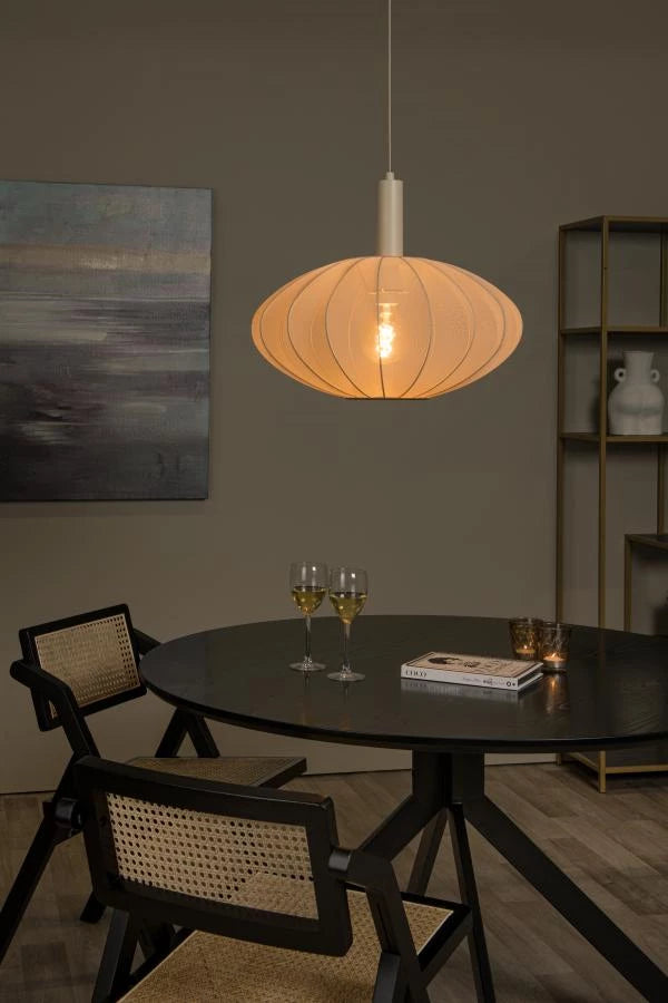 Lucide CORINA LED hanglamp Ø50cm, E27, dimbaar, 40W, 230V, verstelbare hoogte, crème modern design