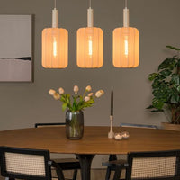 Lucide CORINA LED tafellamp, 3xE27, dimbaar, verstelbare stoffen kap, 185cm crème binnenverlichting