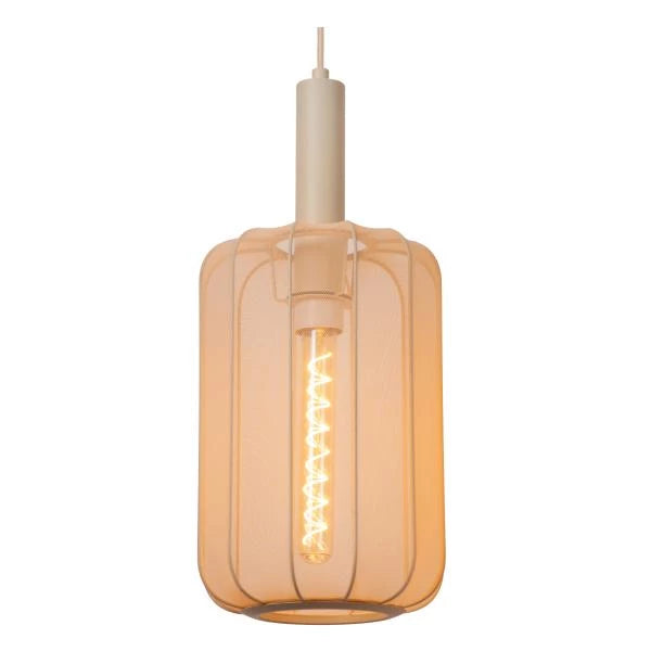 Lucide CORINA LED tafellamp, 3xE27, dimbaar, verstelbare stoffen kap, 185cm crème binnenverlichting