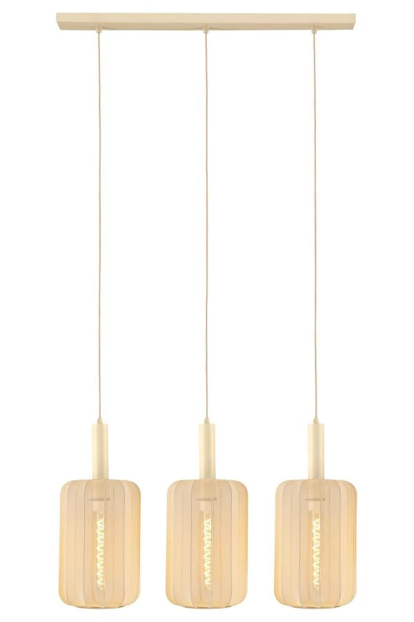 Lucide CORINA LED tafellamp, 3xE27, dimbaar, verstelbare stoffen kap, 185cm crème binnenverlichting