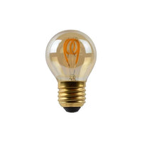 Ampoule LED filament Lucide G45, E27 dimmable, 3W 2200K Ambre Ø4.5cm