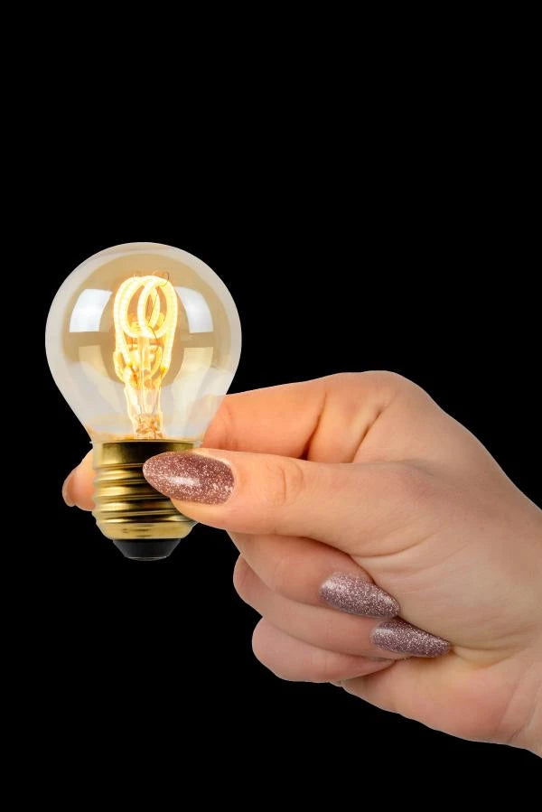 Ampoule LED filament Lucide G45, E27 dimmable, 3W 2200K Ambre Ø4.5cm