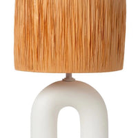 Lucide LED tafellamp Ronda met E27 fitting, rattan kap, keramische voet, 28x28x45cm Wit voor gebruik binnenshuis