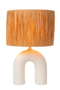 Lucide LED tafellamp Ronda met E27 fitting, rattan kap, keramische voet, 28x28x45cm Wit voor gebruik binnenshuis
