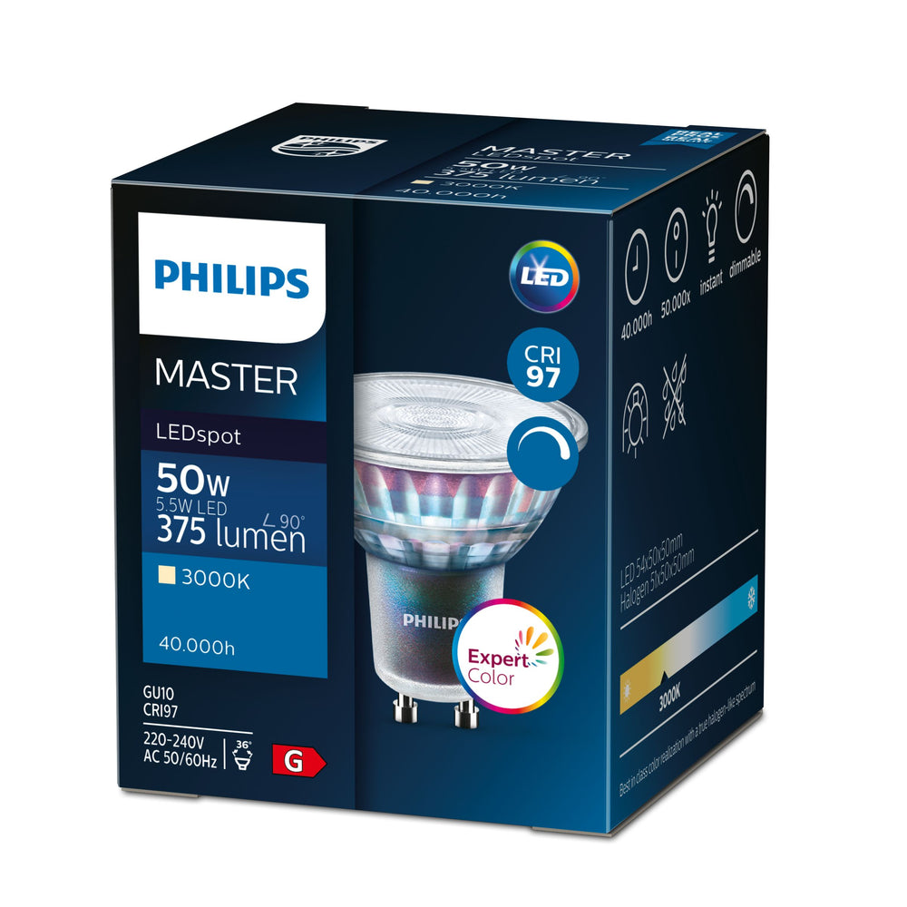 Spot LED Philips MAS ExpertColor G53 AR111 50W, faisceau 40 degrés, blanc chaud 2700K