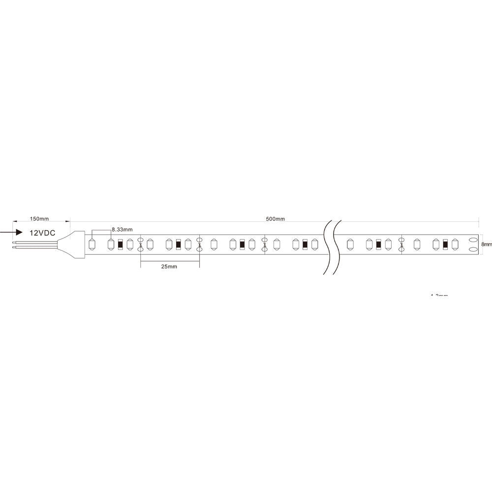 LED strip 5 meter - 12V 9.6W 120 leds p/m - 6000K helder wit licht -2 jaar garantie