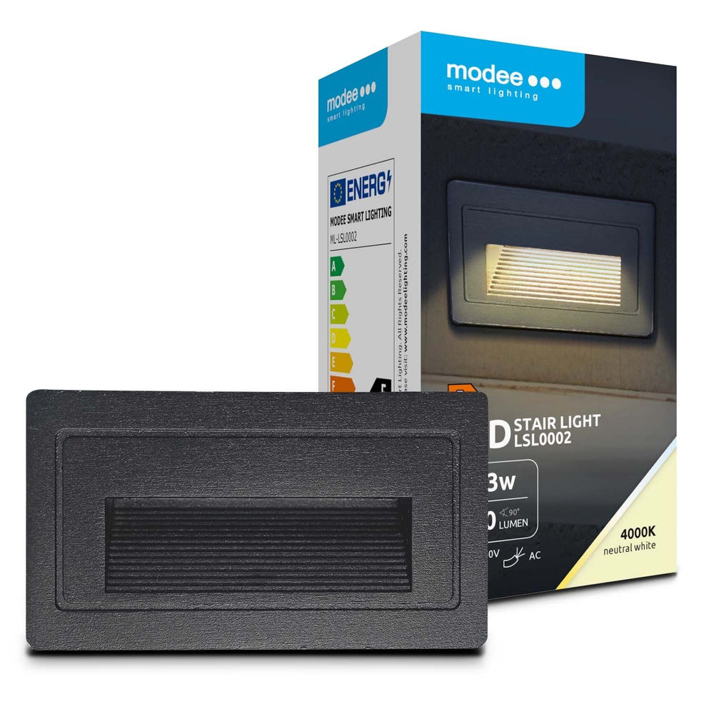Modee lampe LED pour escalier 3W 210 lumens 4000K IP65 encastrée 103x45x58mm