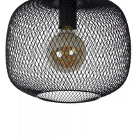 Lucide MESH plafondlamp Ø30cm, E27 fitting, metalen cilindervorm design, matzwarte afwerking, IP20 binnenverlichting