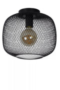 Lucide MESH plafondlamp Ø30cm, E27 fitting, metalen cilindervorm design, matzwarte afwerking, IP20 binnenverlichting