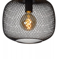Lucide MESH plafondlamp Ø30cm, E27 fitting, metalen cilindervorm design, matzwarte afwerking, IP20 binnenverlichting