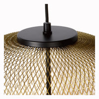 Plafonnier LED suspendu Lucide MESH Ø35cm, fixation E27, or/messager mat, luminaire moderne