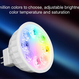 Miboxer Spot LED MR16 4W RGB+CCT, RF 2.4 GHz, lampe dimmable de remplacement pour votre installation d'éclairage intelligent