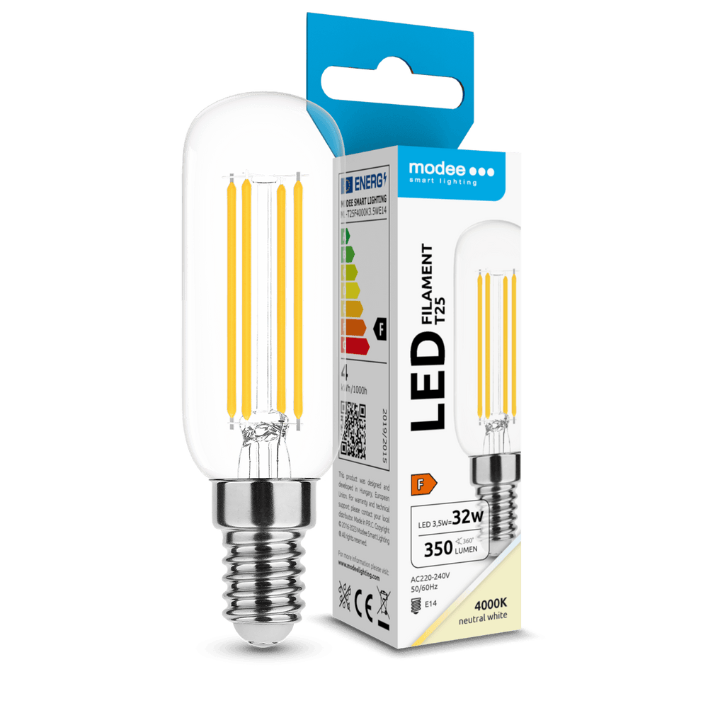 Modee Filament LED Tube T25 3.5W E14 4000K 350 lumens 360° Ampoule en verre IP20 >80CRI