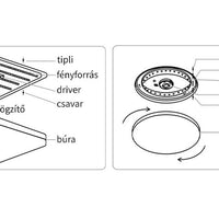 Plafonnier LED Modee 2x48W 3CCT 2700K-6500K 9120 lumens IP20 Ø510x75mm Marron avec télécommande
