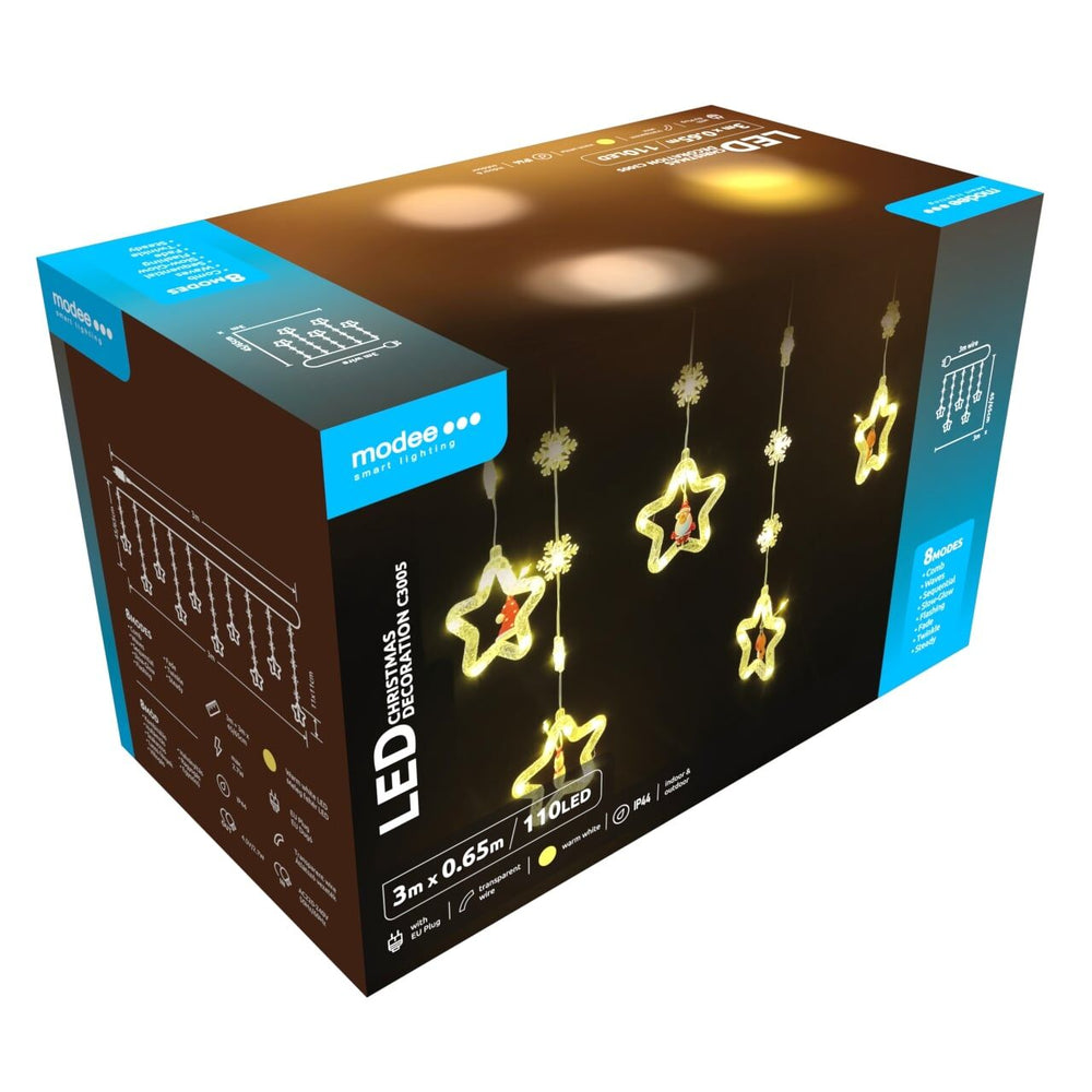 Modee LED kerstdecoratie 110LED 3m warm wit met adapter IP44 binnen buiten lichtsnoer