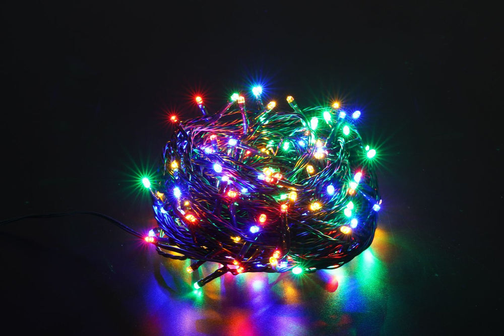 Guirlande lumineuse de Noël LED Modee 10m 100 LED multicolores avec adaptateur IP44 fil vert 8 modes