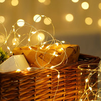 Guirlande lumineuse de Noël à LED Modee Fil de cuivre 100LED 10m 3000K chaud à piles IP20 Intérieur