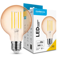 Modee LED Filament Amber Globe G80 4W E27 1800K 360 lumen 320° Glazen Lamp Niet-dimbaar