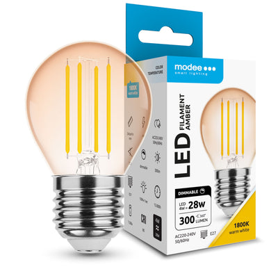 Modee LED Filament Ambre Globe Mini G45 4W E27 1800K 300 lumens 320° dimmable IP20