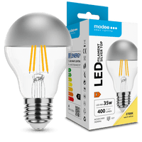 Modee LED Filament Lamp A60 E27 4W 2700K 400 lumen 320° Zilveren Top Glas Niet-Dimbaar