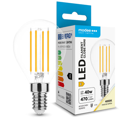 Modee LED Filament Lamp G45 Mini Globe 4W E14 4000K 470 lumen 360° Glas Niet-Dimbaar