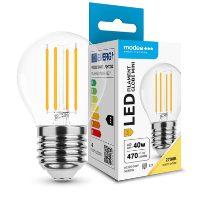 Modee LED filamentlamp G45 mini globe 4W E27 2700K 470 lumen 360° glas niet-dimbaar