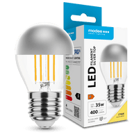 Ampoule Modee LED Filament G45 Mini Globe 4W E27 2700K 400 lumens Top Argent 320° Blanc Chaud