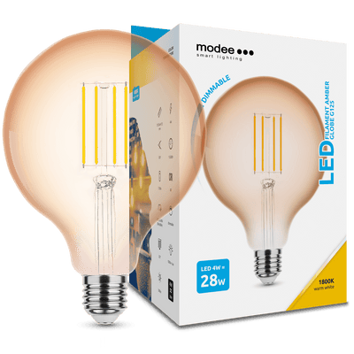 Modee LED Filament Globe G125 4W E27 Ambre 1800K 300 lumens 320° Gradable IP20