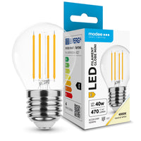 Modee LED Filament Globe Mini G45 4W E27 4000K 470 lumen 360° Glazen Lamp Niet Dimbaar IP20