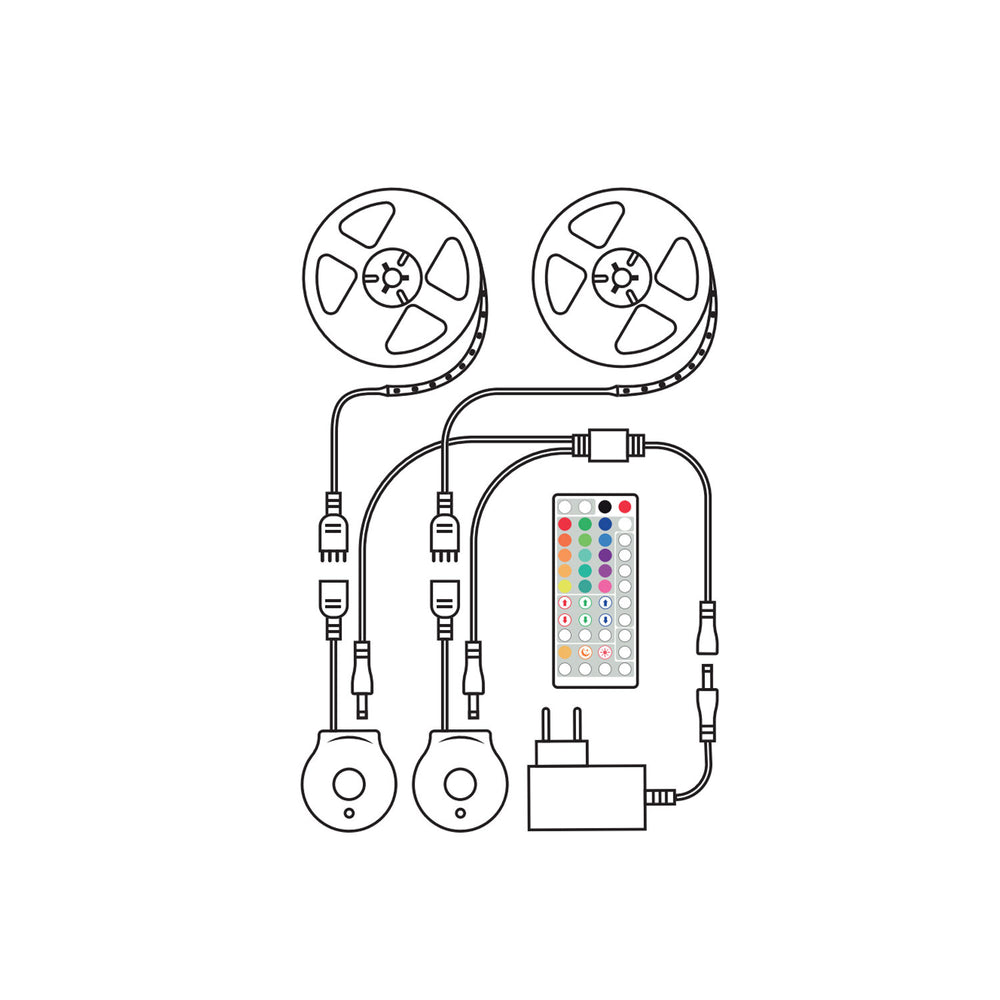 Modee Bande LED Intelligente 12W 2700K RGB IP20 avec Télécommande et Capteur de Mouvement, 2x1.5m, 550 lumens