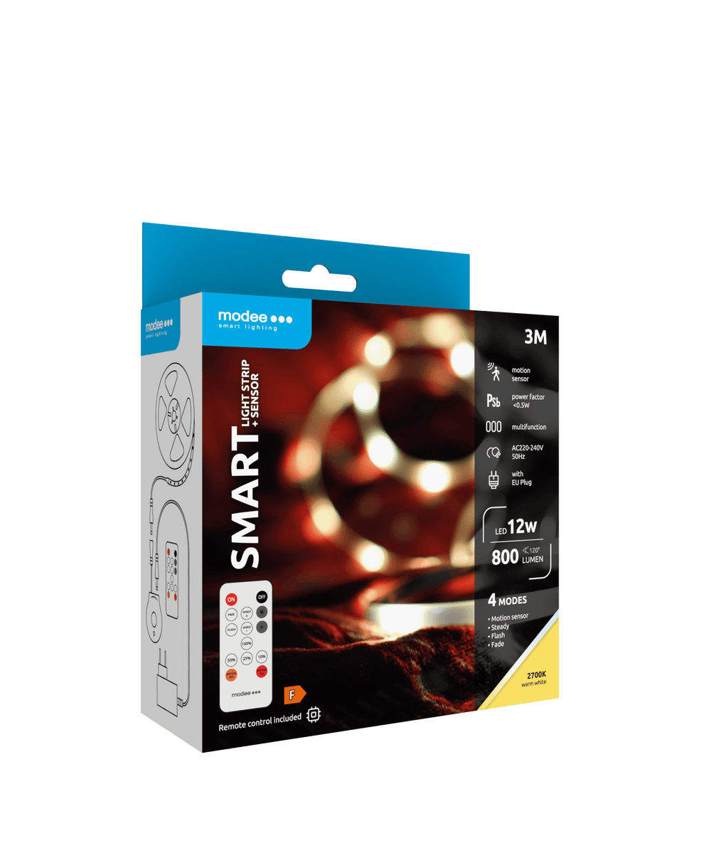 Modee LED Slimme Strip 12W IP20 2700K 800 lumen 3M met afstandsbediening en bewegingssensor